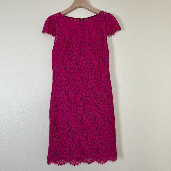 Alice + Olivia Women Size 8 Pink Lace Floral Sheath Mini Dress Cocktail Formal - Picture 15 of 17